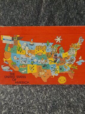 Vintage USA states pencil box